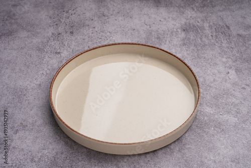 Beige Ceramic Dessert Plate Marble Background