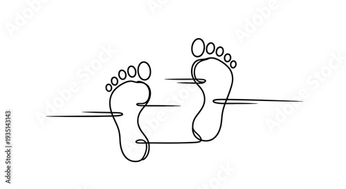 Pair of Footprints - Single Line Art