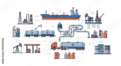 Oil Refining Process and Distribution.