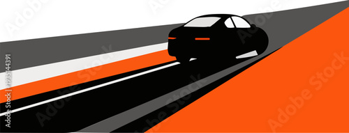 Car Driving On Open Highway For Travel And Mobility Campaign