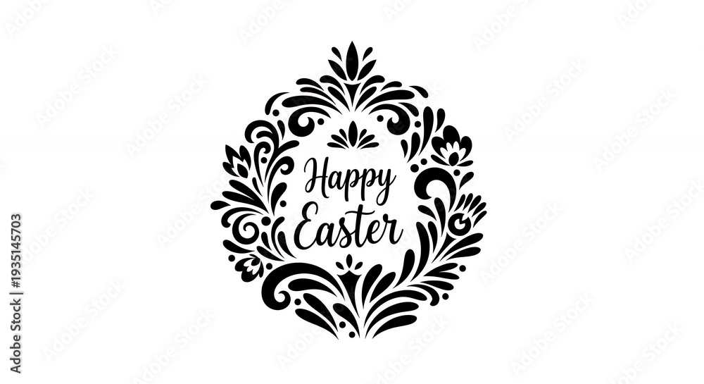 Obraz premium Elegant Happy Easter greeting with floral design elements