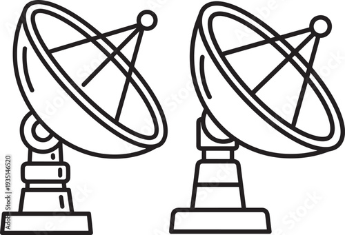 Satellite dish silhouette communication technology icon