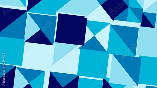 фотографія Abstract geometric pattern with various shades of blue squares and triangles creating a dynamic and modern visual design