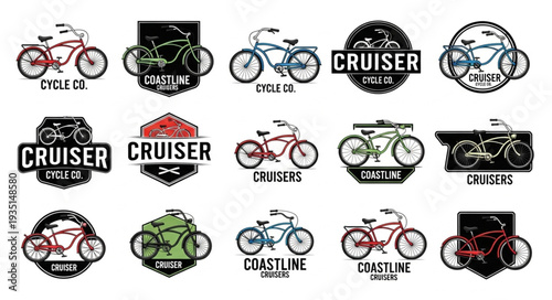 Collection of vintage bicycle emblems and logos.