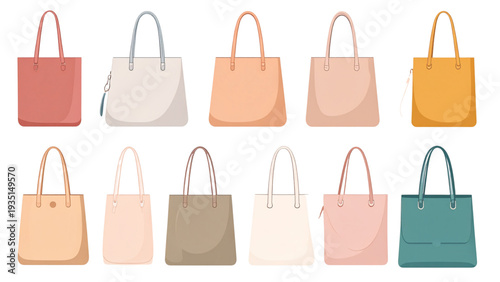 Set of shopping bags and women hand bags