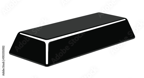 A simple isolated illustration of a black gold bar with a white outline