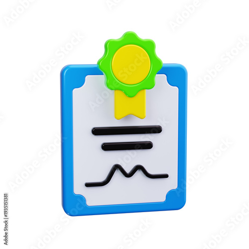 certificate 3d render icons