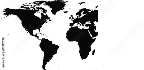Half world map silhouette on transparent background illustration