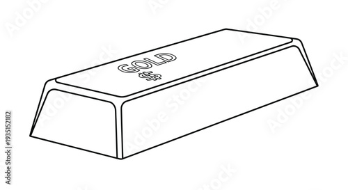 Simple line drawing of a gold bar with the word gold inscribed on top