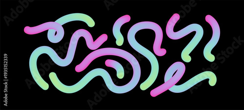  Abstract neon wave design with flowing gradient lines and bright glow effects. Dynamic light ribbons create futuristic pattern with blue curves and colorful motion blur elements.