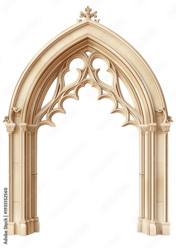 Fototapeta premium Minimal gothic arch architecture white background spirituality.