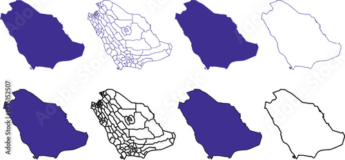 Saudi arabia map collection with administrative boundaries