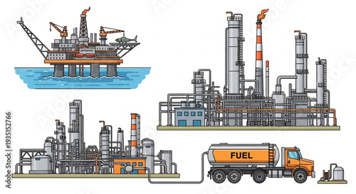 Oil Rig Refinery Fuel Production.
