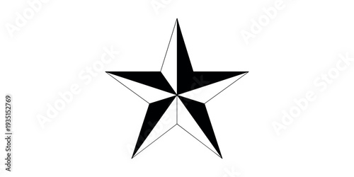 Black and white star shape with five pointed tips geometric shape five pointed star abstract