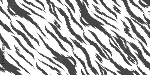 Dynamic Black and White Tiger Stripe Pattern for Wild Animal Texture.