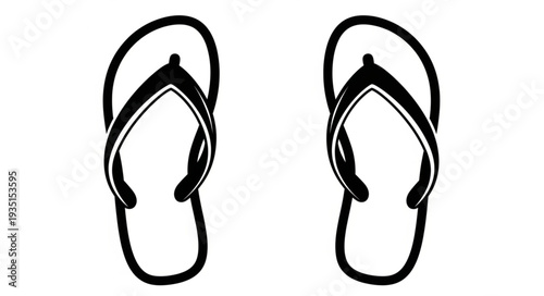 Pair of flip-flops isolated on white background, summer footwear concept.