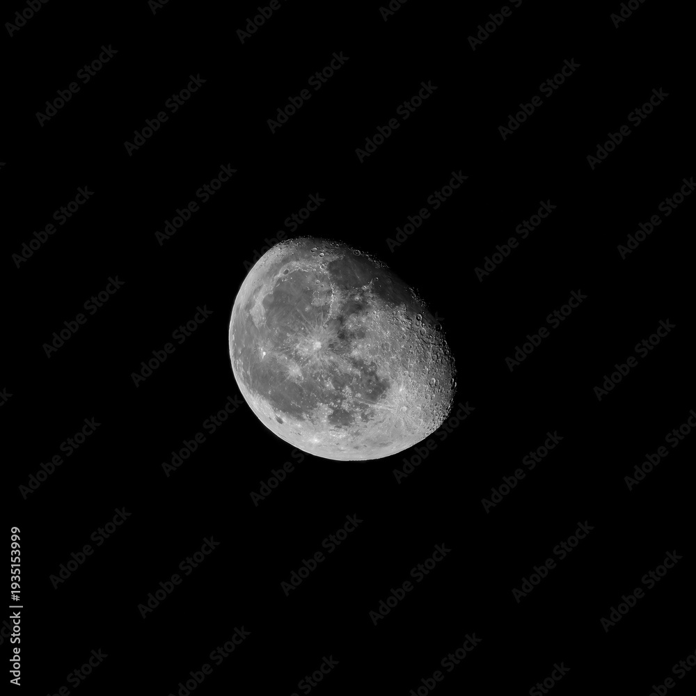 Fototapeta premium Beautiful half moon on the black sky background