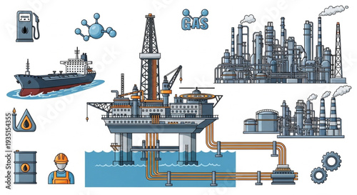 Oil Rig Platform Industrial Equipment.
