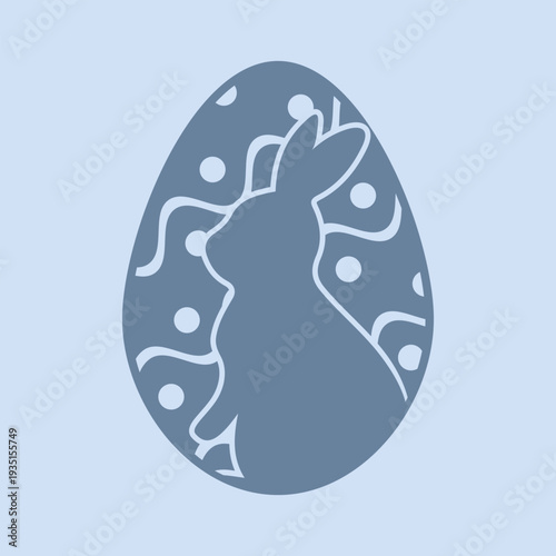 Easter egg with bunny icon. Vector illustration
