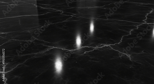 Black Marble Surface with Light Reflections shiny surface