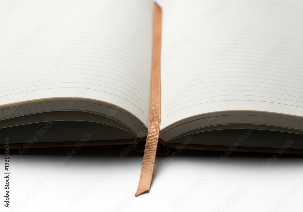 Naklejka premium Open book with brown bookmark on white background isolated on white background