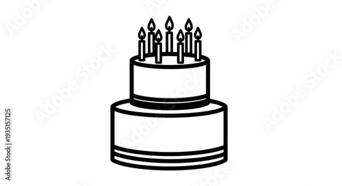 Two-tiered birthday cake with lit candles, perfect for celebrations and parties.