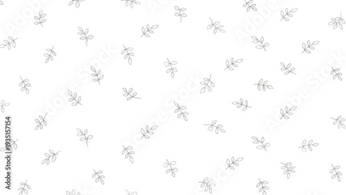 Delicate seamless pattern of tiny leaf sprigs creates a light and airy botanical texture across a clean white surface.