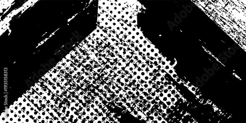 Black and white vintage grunge futuristic background. Suitable to create unique overlay textures with the effect of scratching, breaking, antiquity and old materials.