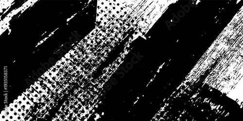 Black and white vintage grunge futuristic background. Suitable to create unique overlay textures with the effect of scratching, breaking, antiquity and old materials.