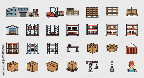 Warehouse and Logistics Icons Set.