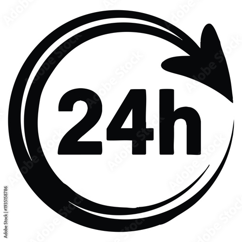 24h icon twenty four hour symbol vector illustration suitable for nonstop service support hotline and continuous business availability themes