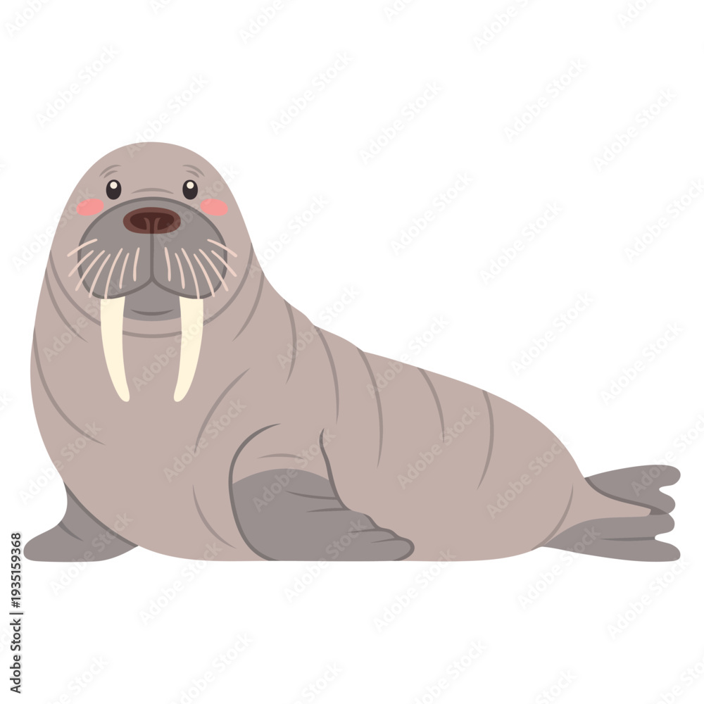 Fototapeta premium Animal icon walrus rendered as vector illustration, perfect for arctic themes, marine life symbols and educational wildlife artwork
