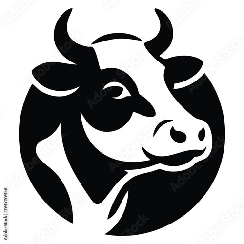 Animal farm logo vector illustration template design featuring cow head, ideal for dairy product and livestock branding