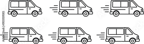 Wallpaper Mural Delivery van motion line icons set showing moving cargo transport vehicle speed logistics shipping vector illustration Torontodigital.ca