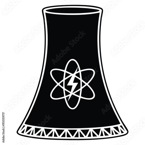 Atomic power station icon vector design element suitable for energy industry electricity production nuclear plant and technology themed creative artwork