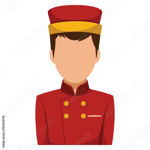 Avatar bellboy bellman hotel professional job cartoon uniform hat vector illustration isolated character design for hospitality service and tourism themes