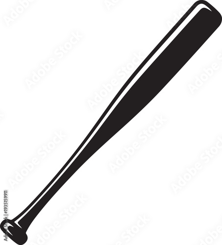 A black and white silhouette of a baseball bat