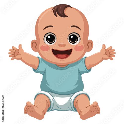 Baby shower cute boy isolated design element perfect for celebration decoration invitation card greeting template and newborn party themed vector artwork