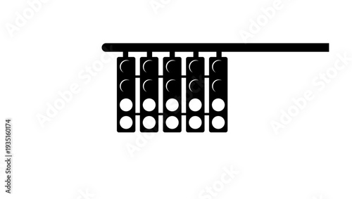 Formula 1 traffic light, black isolated silhouette