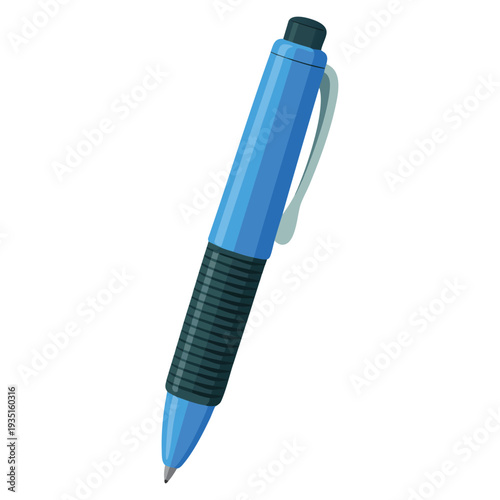 Ballpoint pens blue and black on white background suitable for office supplies writing tools stationery branding business concept and education visuals