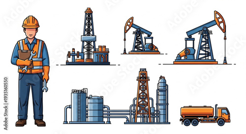 Oil Rig Worker and Equipment.