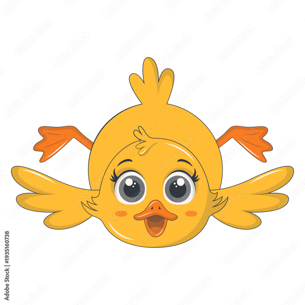 Fototapeta premium Adorable Little Duck Character in Cartoon Design. Isolated Vector Illustration.