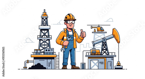 Oil Rig Worker in Uniform.