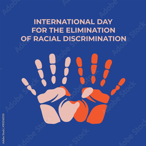 International day for elimination of racial discrimination design with soft toned handprints overlapping to represent multicultural cooperation