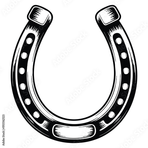 Black style metal horseshoe for horses shoes for horses to protect hooves farm and gardening single icon vector symbol stock illustration