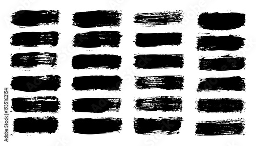 Grunge brush strokes, lines, ink smudges, hand-drawn scribble shapes. Handmade sketchy marks, acrylic stains, charcoal streaks. Paint textures, dry brush effect. Marker underline. Vector illustration