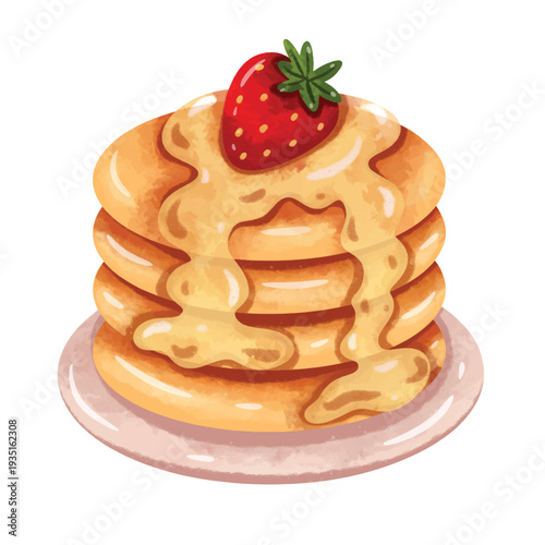 Pancake vector illustration, watercolor hand painted pancakes, clip art pancakes, pancake clip art