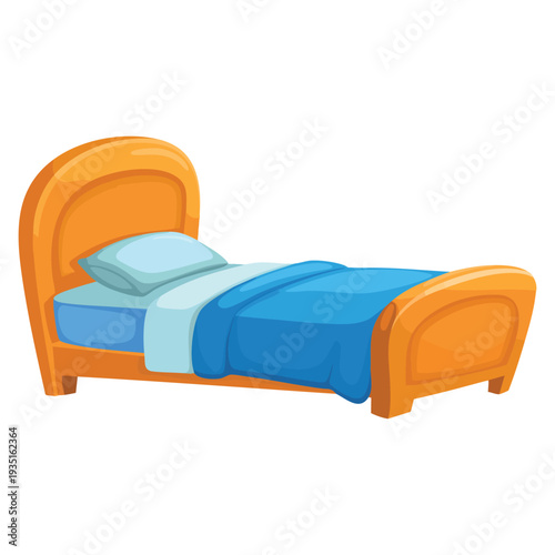 Blue kid bed with good quality and good design, children bedroom furniture illustration ideal for home interior, nursery decor and kids room concept