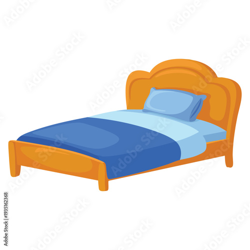 Blue kid bed good quality and good design concept, kids bedroom furniture illustration suitable for interior decoration and nursery projects