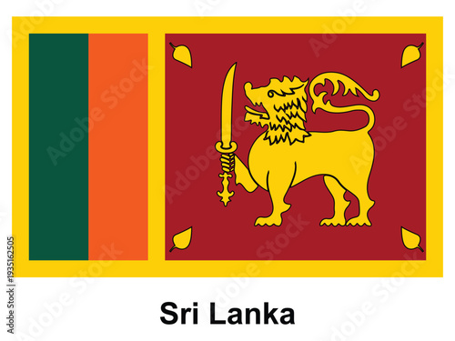 National Flag of Sri Lanka Featuring the Lion and Orange and Green Stripes